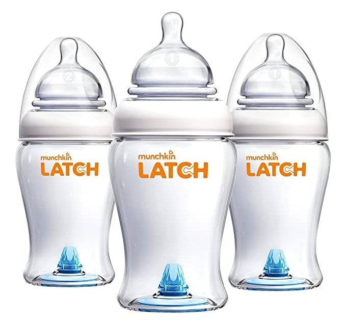 Munchkin Latch Anti-Colic Baby Bottle with Ultra Flexible Breast-like Nipple, BPA Free, 8 Ounce, 3 Pack