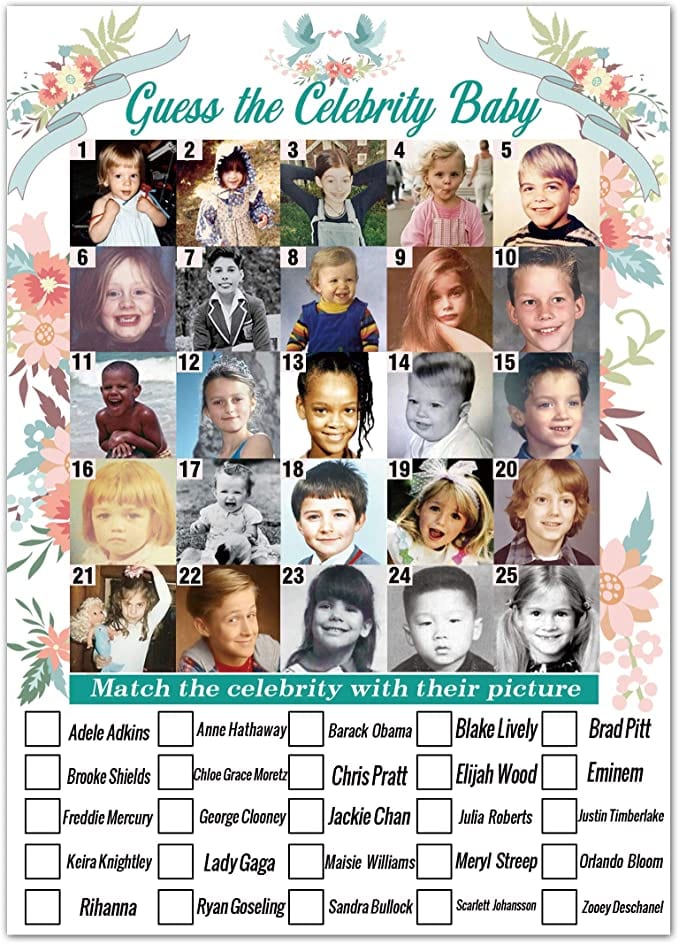 Celebrity Baby Pictures Quiz Baby Shower Baby Shower Game Guess The