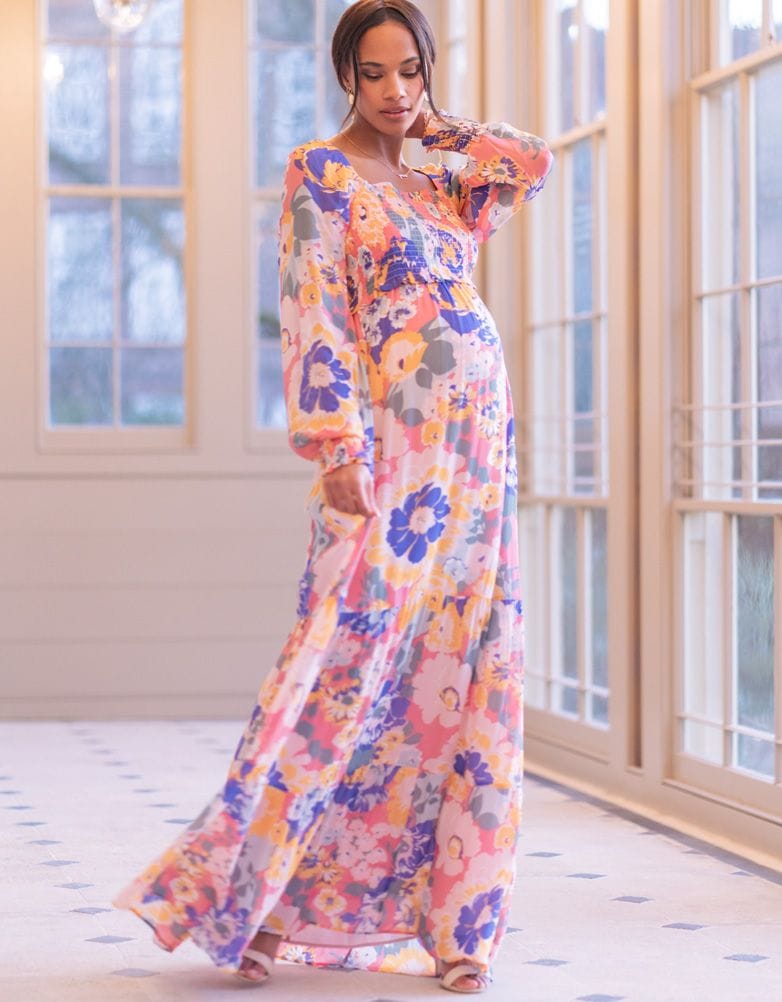 Boho floral maxi maternity dress 