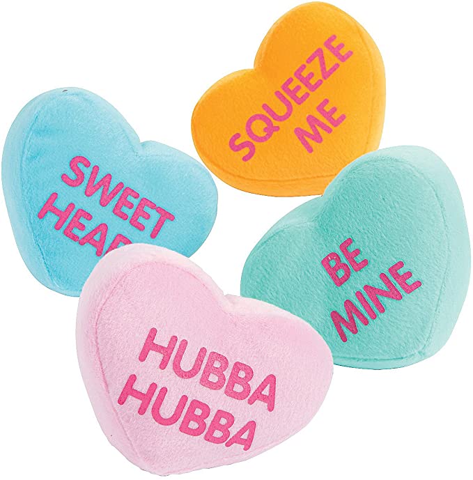 Plush Conversation Hearts - Set of 12 Stuffed Valetines Day Toys