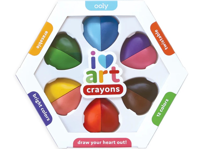 Rainbow heart shaped crayons in box 