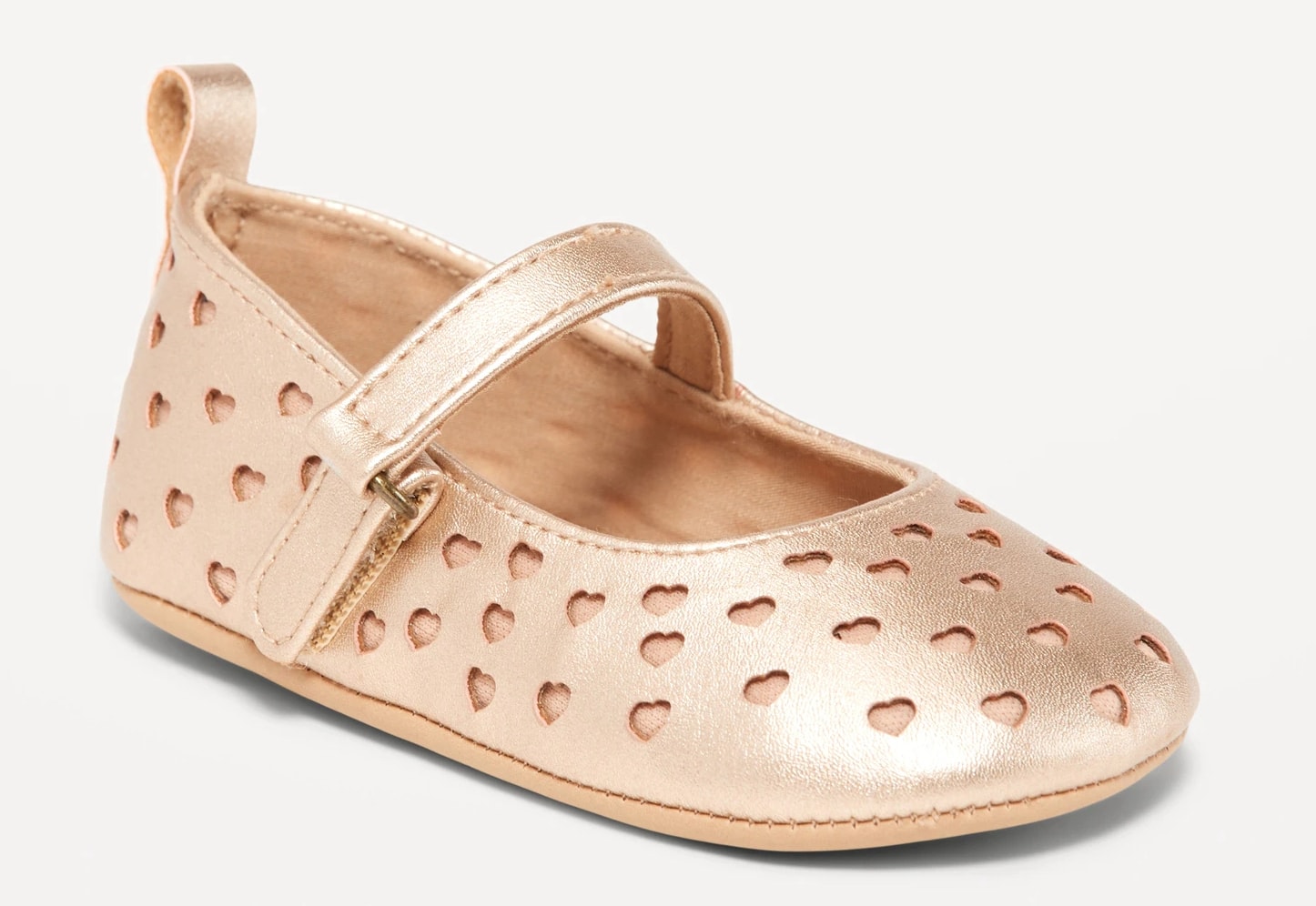 Gold heart perforated ballet flats