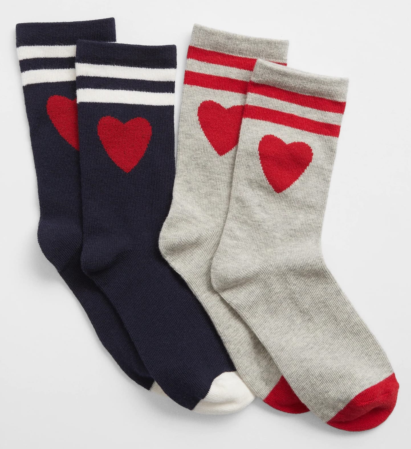 Heart print socks in blue and grey 