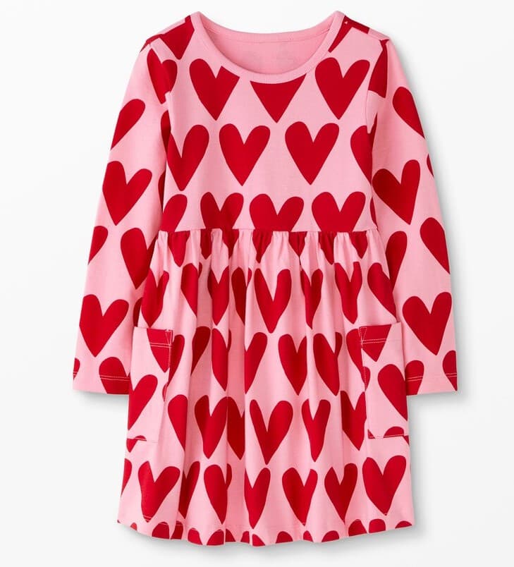 Red heart print dress 