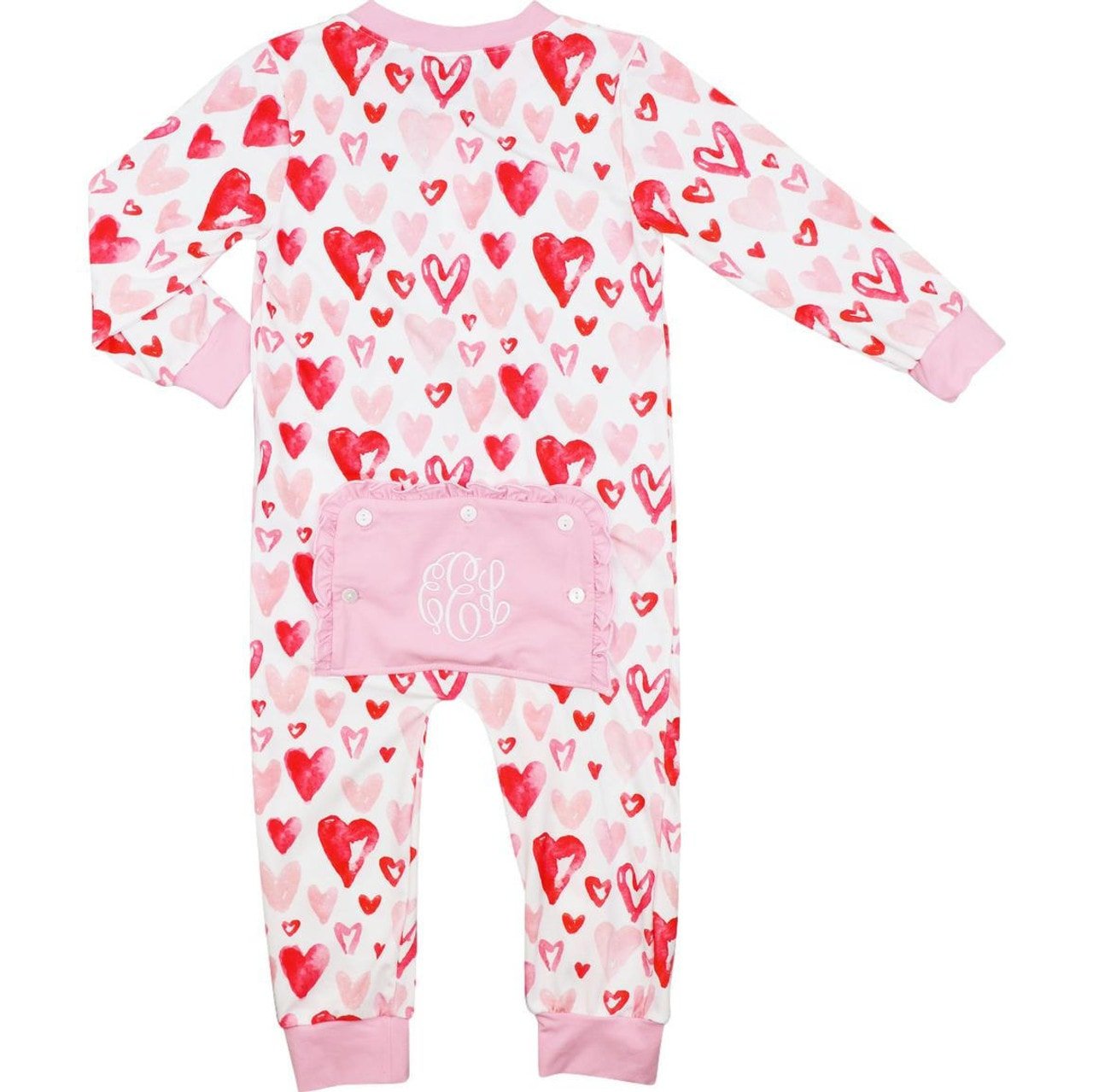 Monogrammed heart print pajamas 