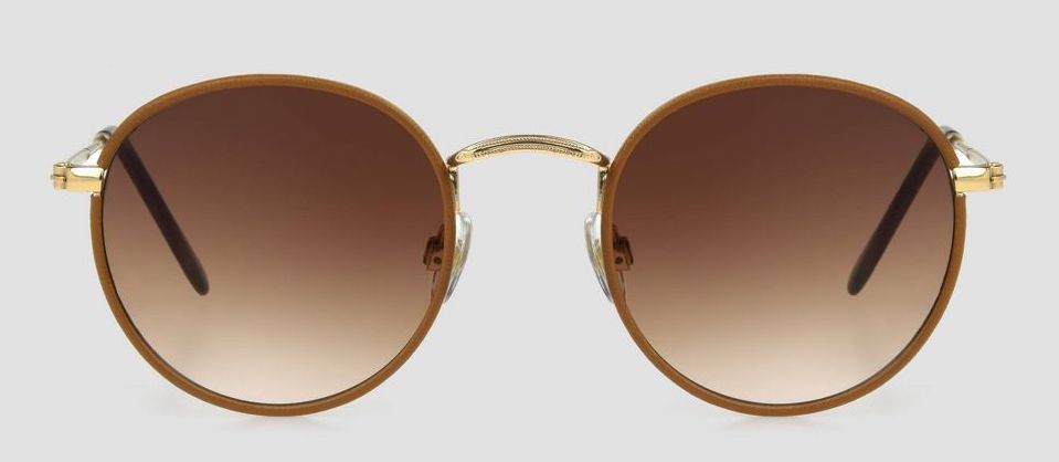 Round metal frame sunglasses in brown 