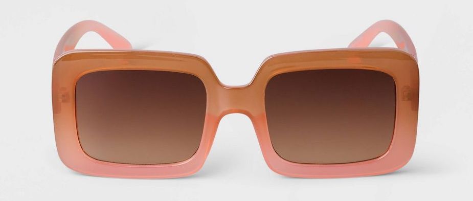 Oversized rectangle sunglasses in light brown 