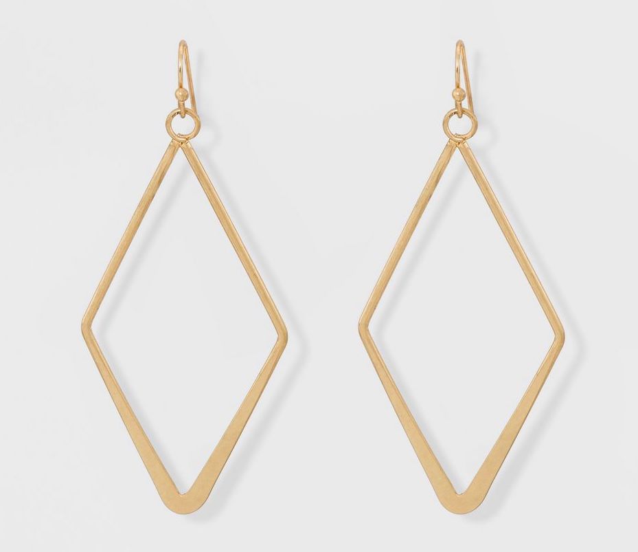 Gold diamond-shape earrings 