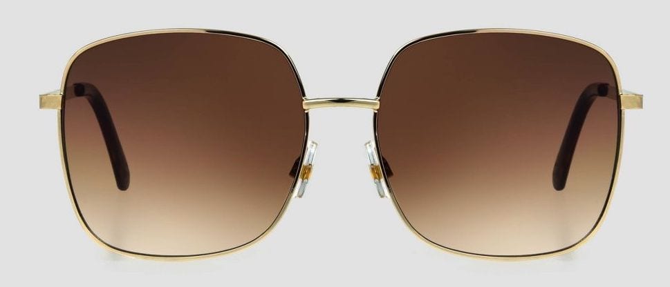 Square frame metal sunglasses in brown and gold 