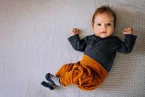 Portrait of adorable two month old baby boy