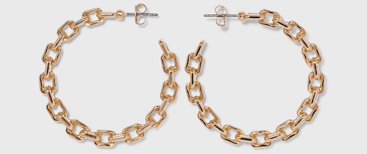 Chain link hoop earrings 