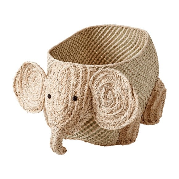 Elephant Seagrass and Raffia Storage Basket