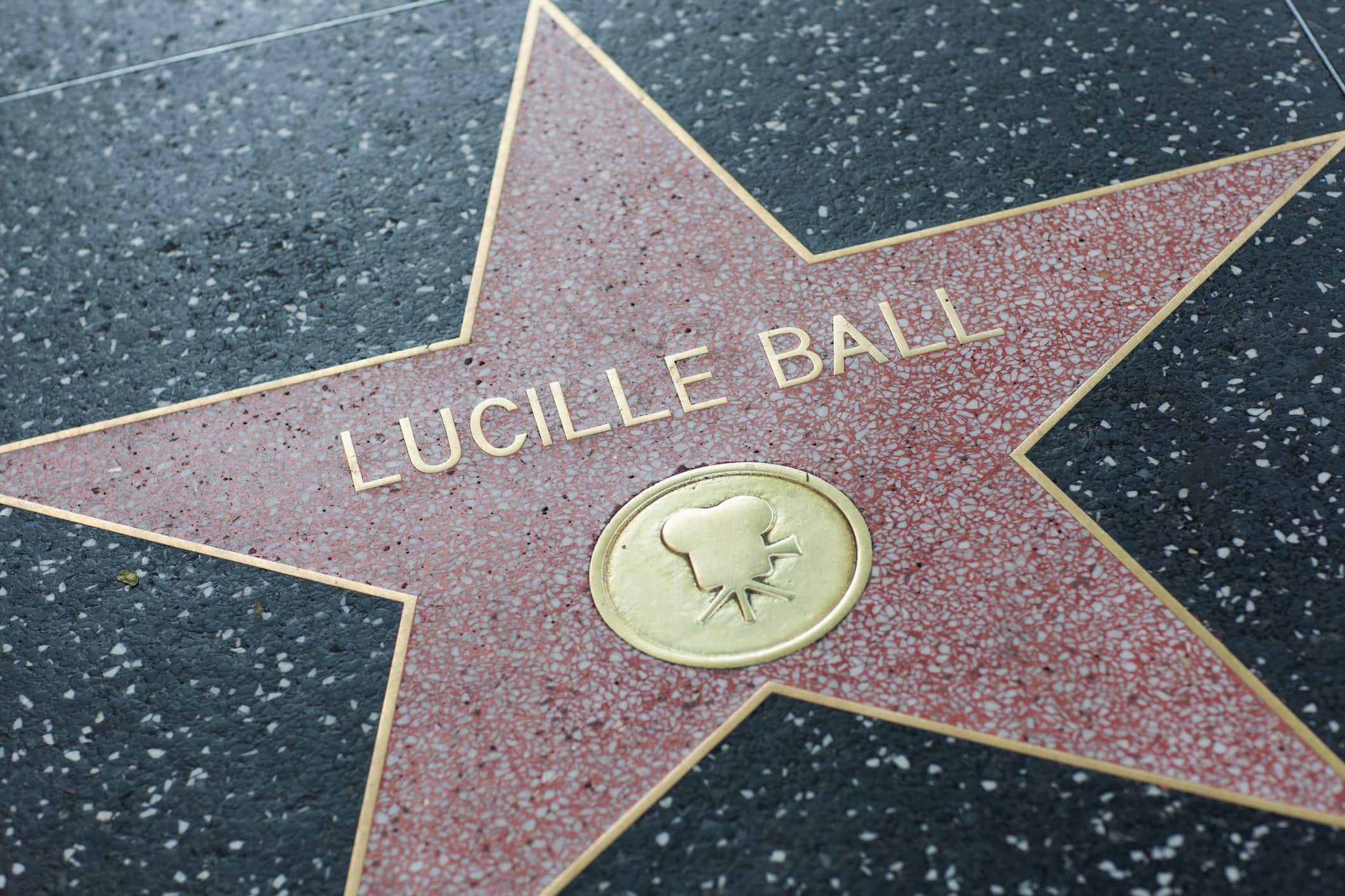 Lucille Ball memorial on the famous Hollywood Walk of Fame in Los Angeles, CA, USA.