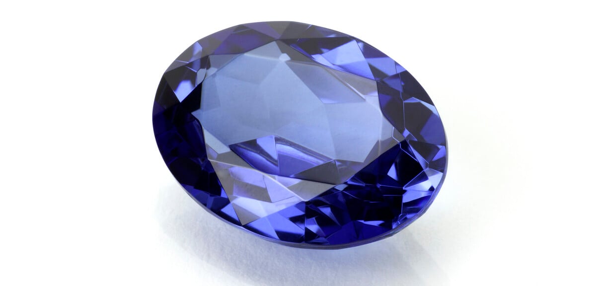Oval Sapphire or Tanzanite on White.