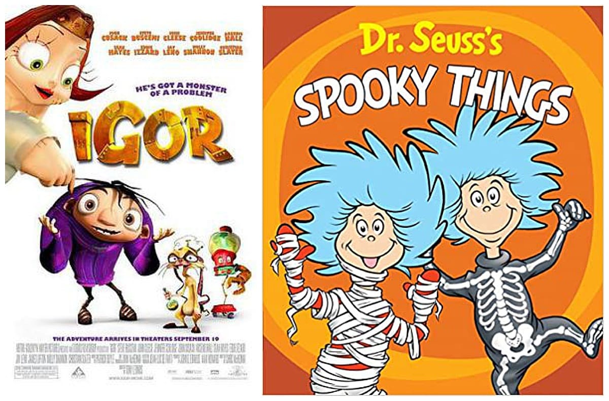 Igor movie and Dr. Seuss's Spooky Things book