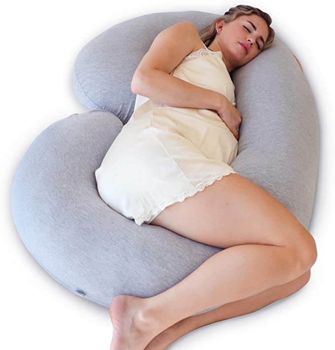 MAGIC ELEPHANT Pregnancy Pillow Support Pillow for Pregnant Women 57 Inch U Shaped Full Body Maternity Pillow for Sleeping with Velvet Cover Grey 