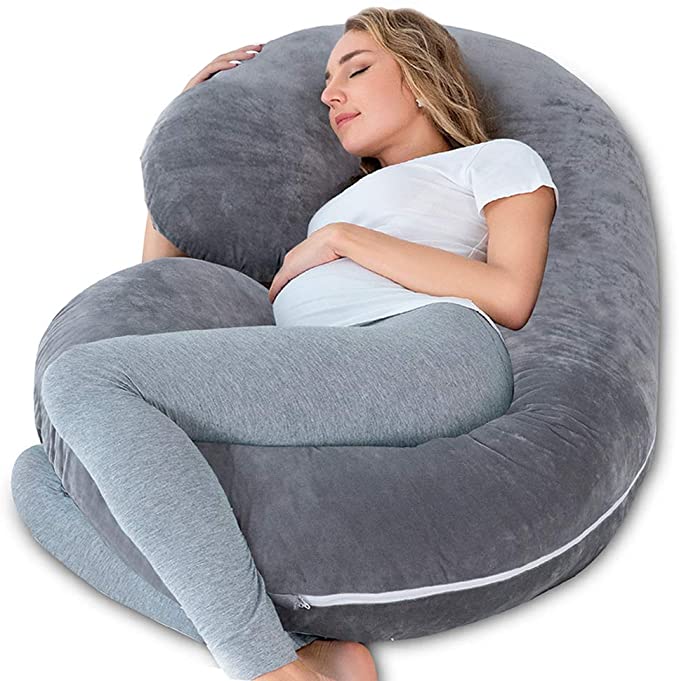 Soft Breathable Hypoallergenic Pregnancy Pillow Cover U-Shaped Sleeping Pillow Case Maternity Pillow Replacement Cover Large Zipper Pregnancy Pillowcase Fit Standard U Shaped Pillow 
