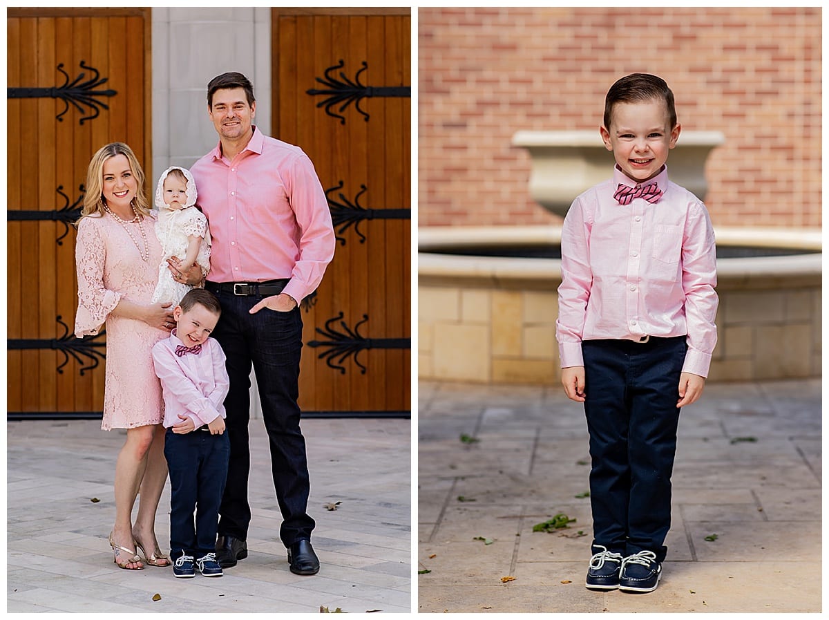 family dressed up for a baby girl's baptism
