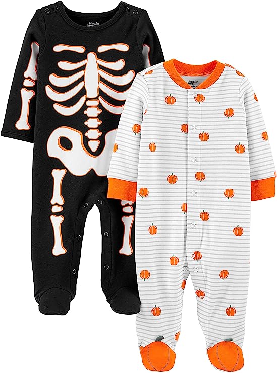 Simple Joys by Carter's Unisex Babies' Halloween Cotton Snap Footed Sleep and Play