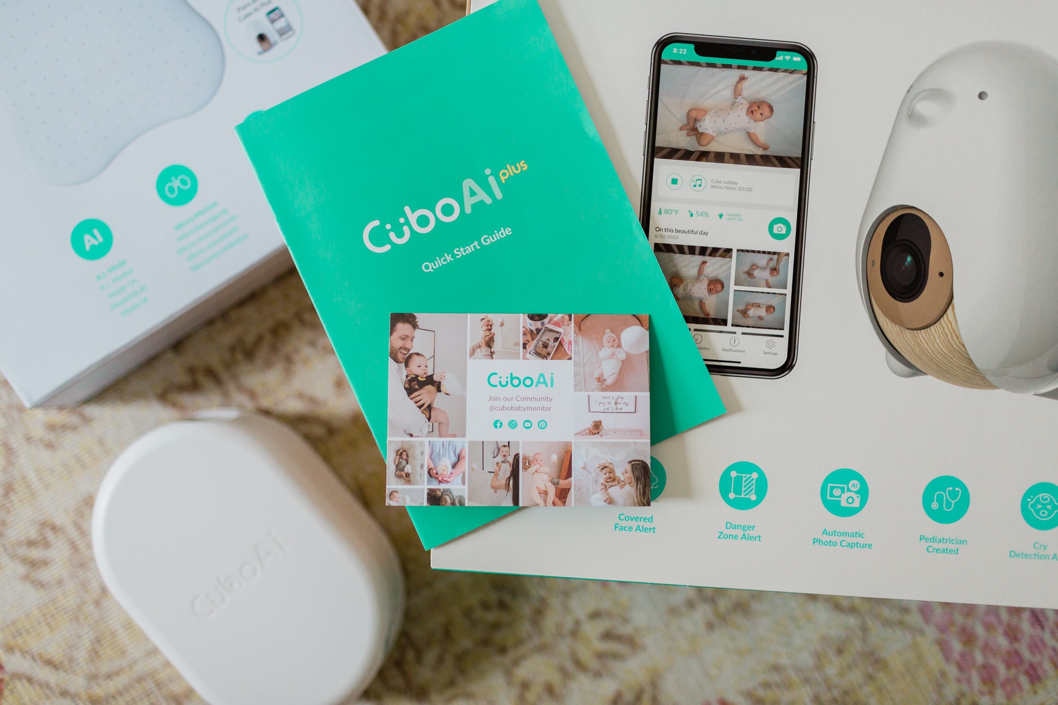 CuboAi box that displays monitor, app, and guide 