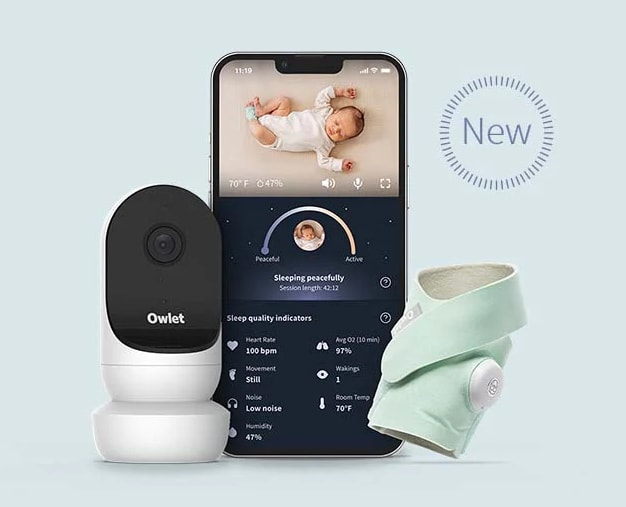 Owlet Dream Duo 2 set with camera, sock, and app 