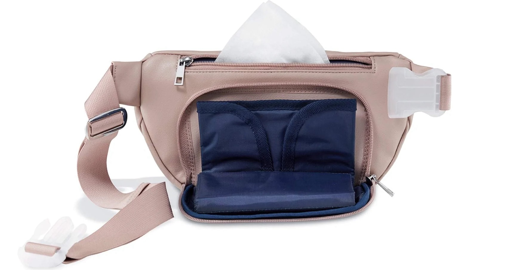 Vegan leather diaper belt-bag in color blush 