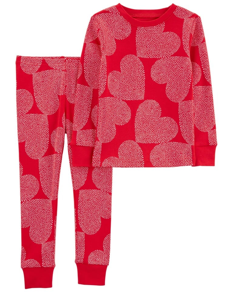 Red pajamas with white polka dot hearts