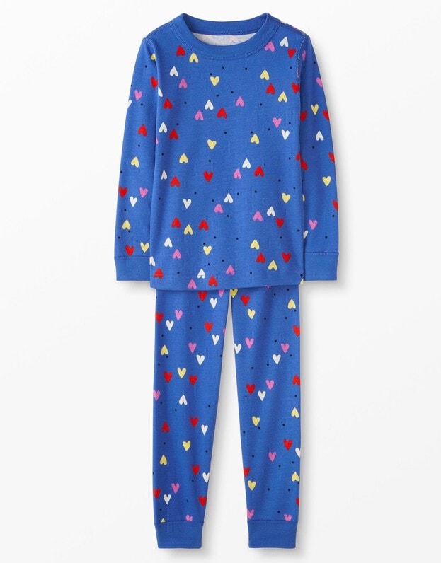 Blue pajamas with heart print
