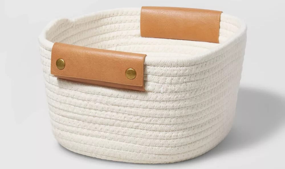 coiled white rope basket