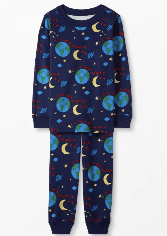 To the Moon Long John Pajamas In Organic Cotton