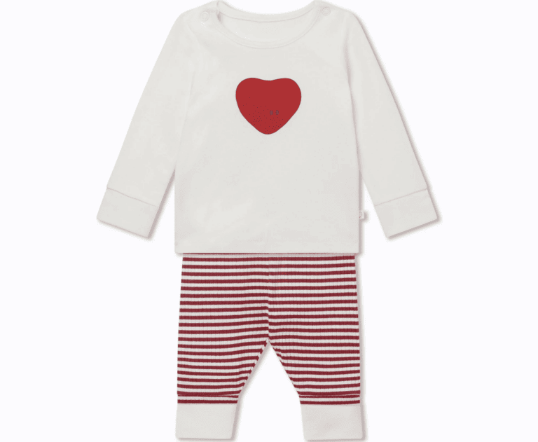 Red heart and stripe pant pajama set