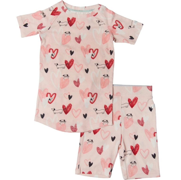 Pink pup Valentine's Day pajama short set