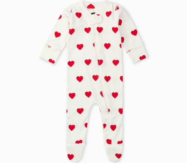 Red Heart One-Piece Baby Pajamas