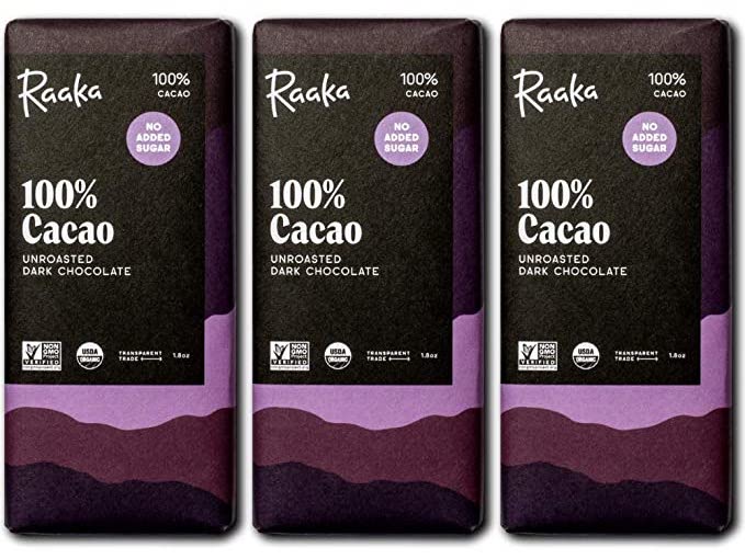 Raaka Chocolate 100% Cacao, Sugar Free Dark Chocolate