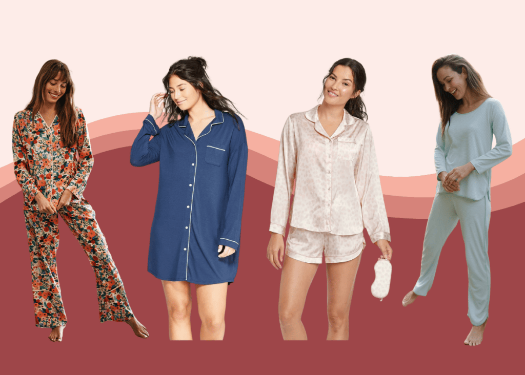 Collage of women's pajamas