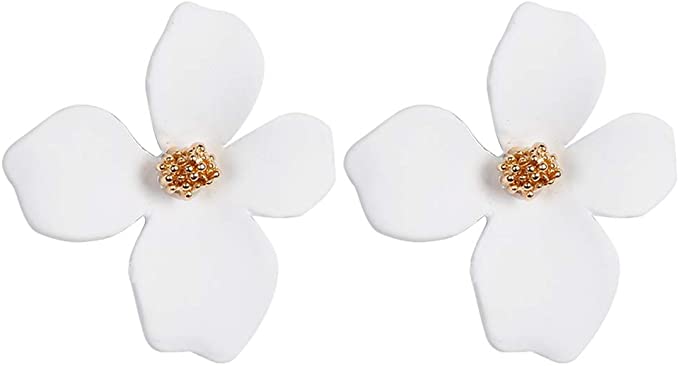 White flower stud earrings