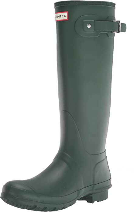 Green tall rain boots