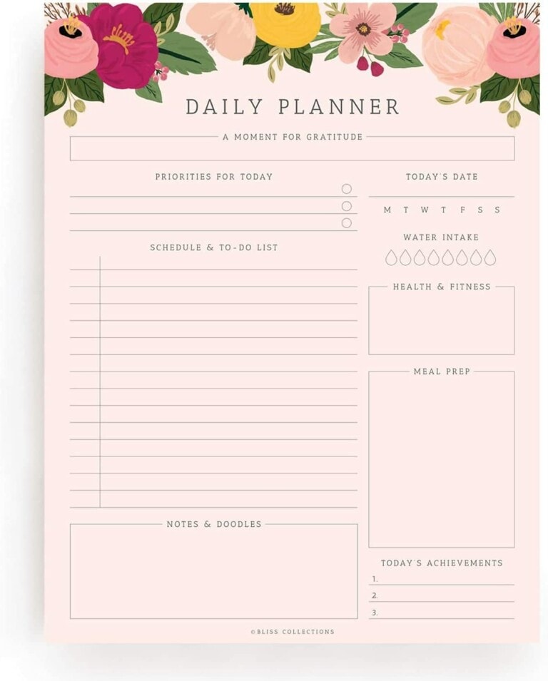 To-do notepad in pink with floral trim