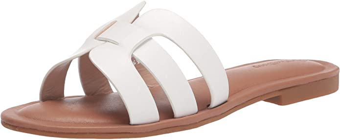 White slide-on sandals