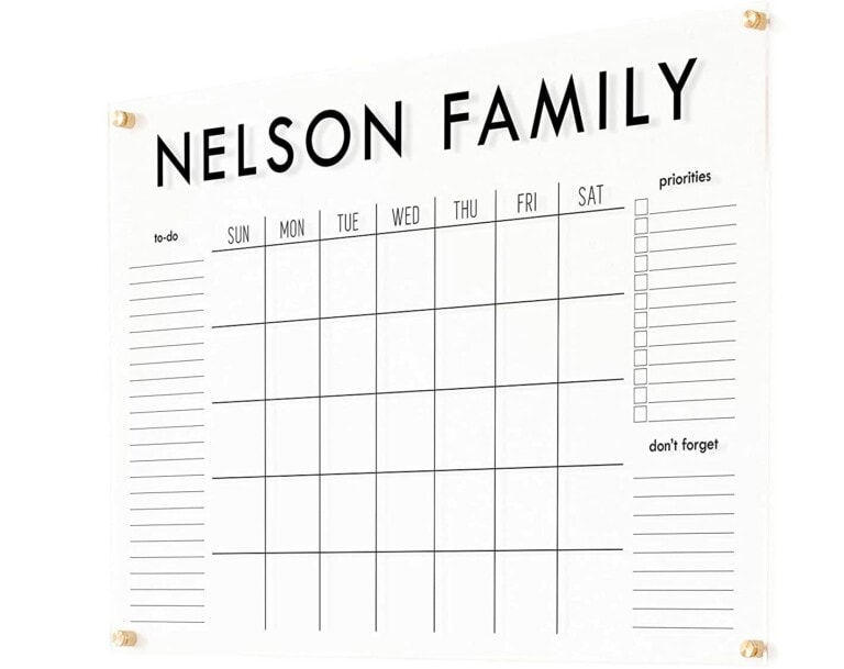 Acrylic family calendar