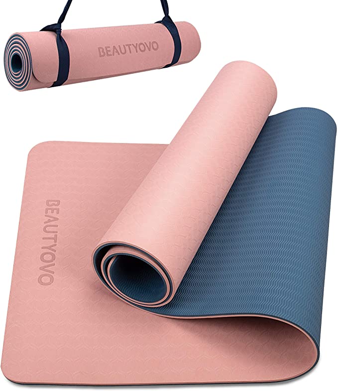 Pink and blue yoga mat