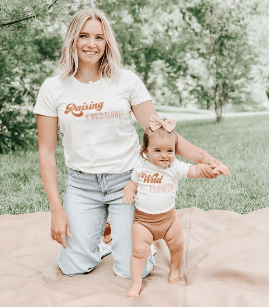 mom and baby girl matching graphic tee