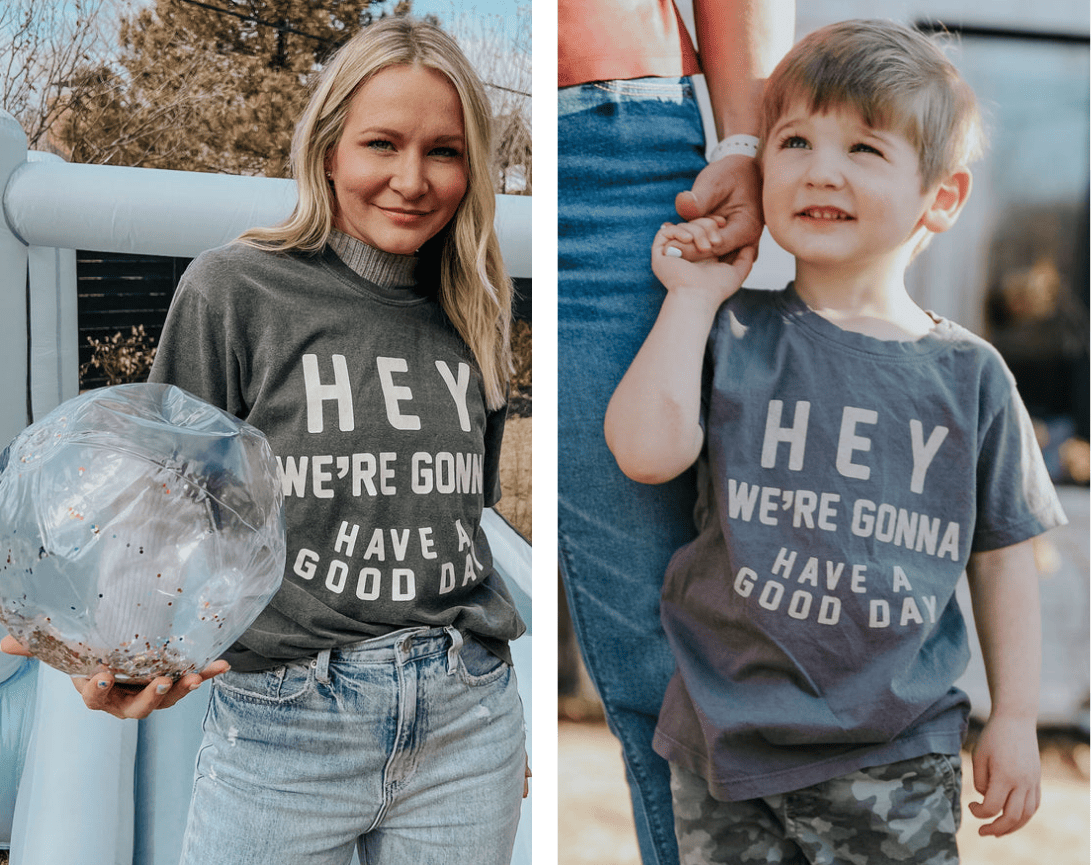 mom and son matching graphic tees
