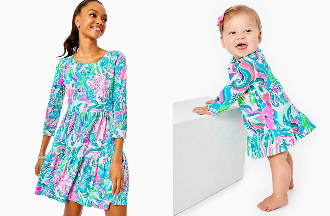 mom and daughter matching lily pulitzer floral dresses