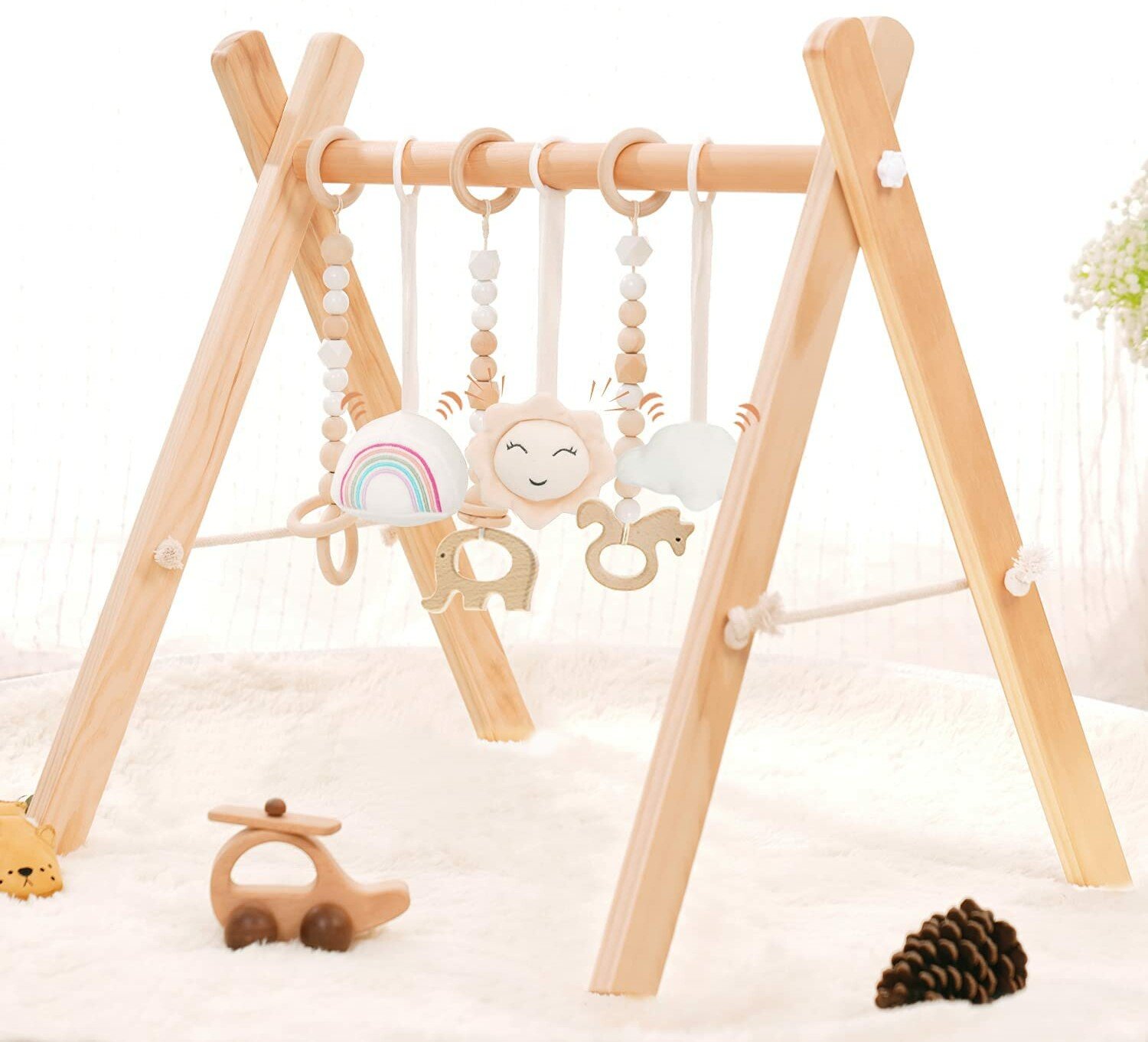 wooden baby play gym