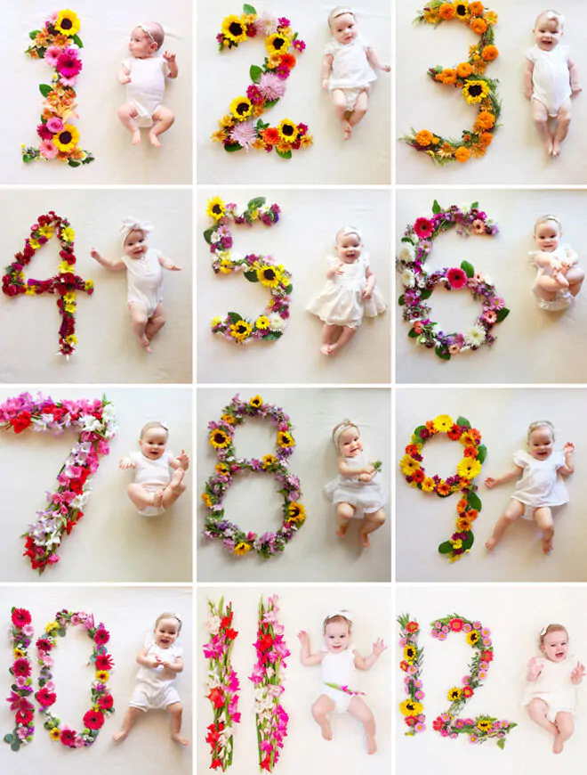 monthly flower baby photos