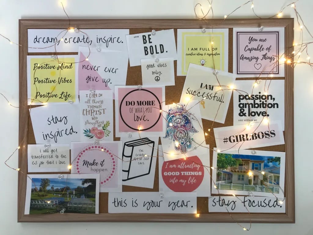 Vision board with lights
