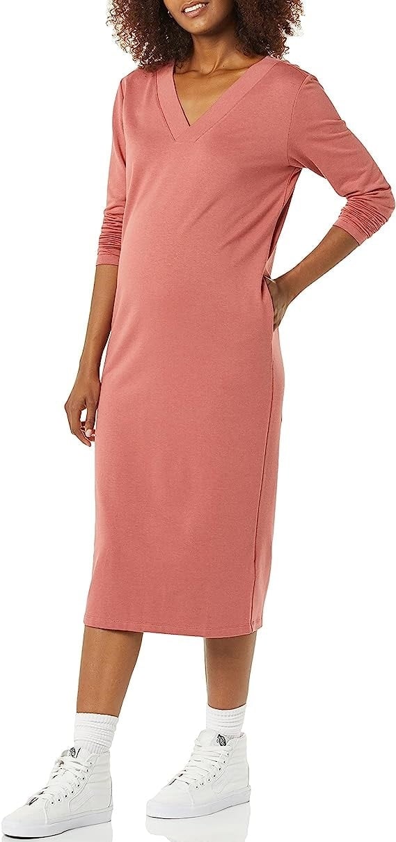 Amazon Essentials Maternity V-Neck Sweatshirt Dress