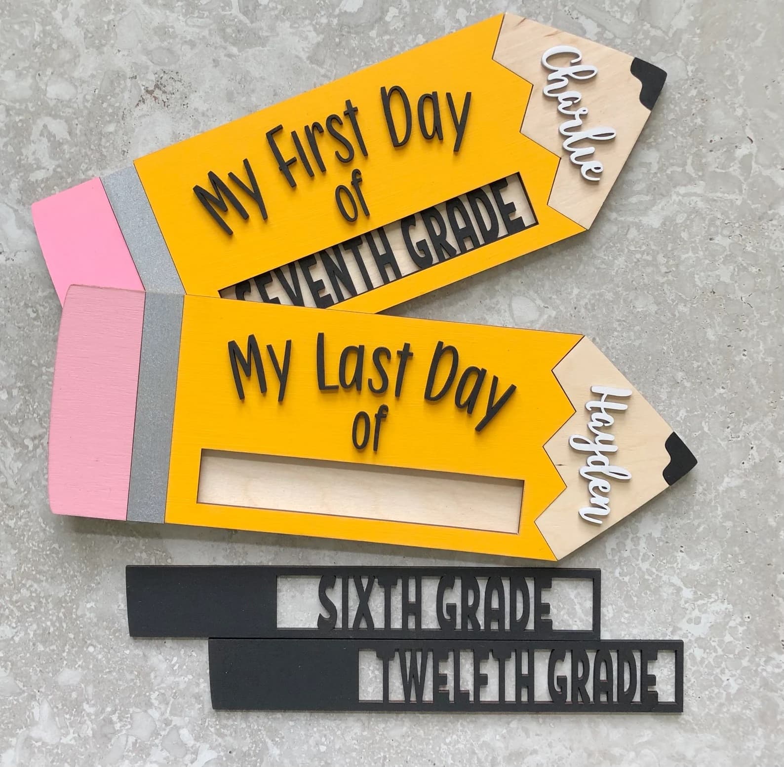 First and Last Day of School Pencil signs