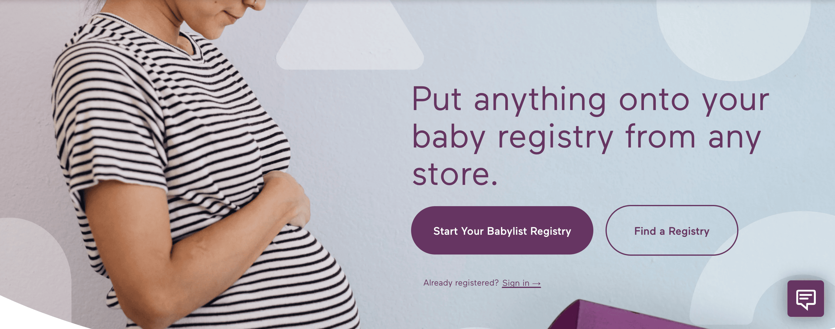 Babylist Registry homescreen